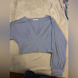 Free People Cropped Waffle Knit Top